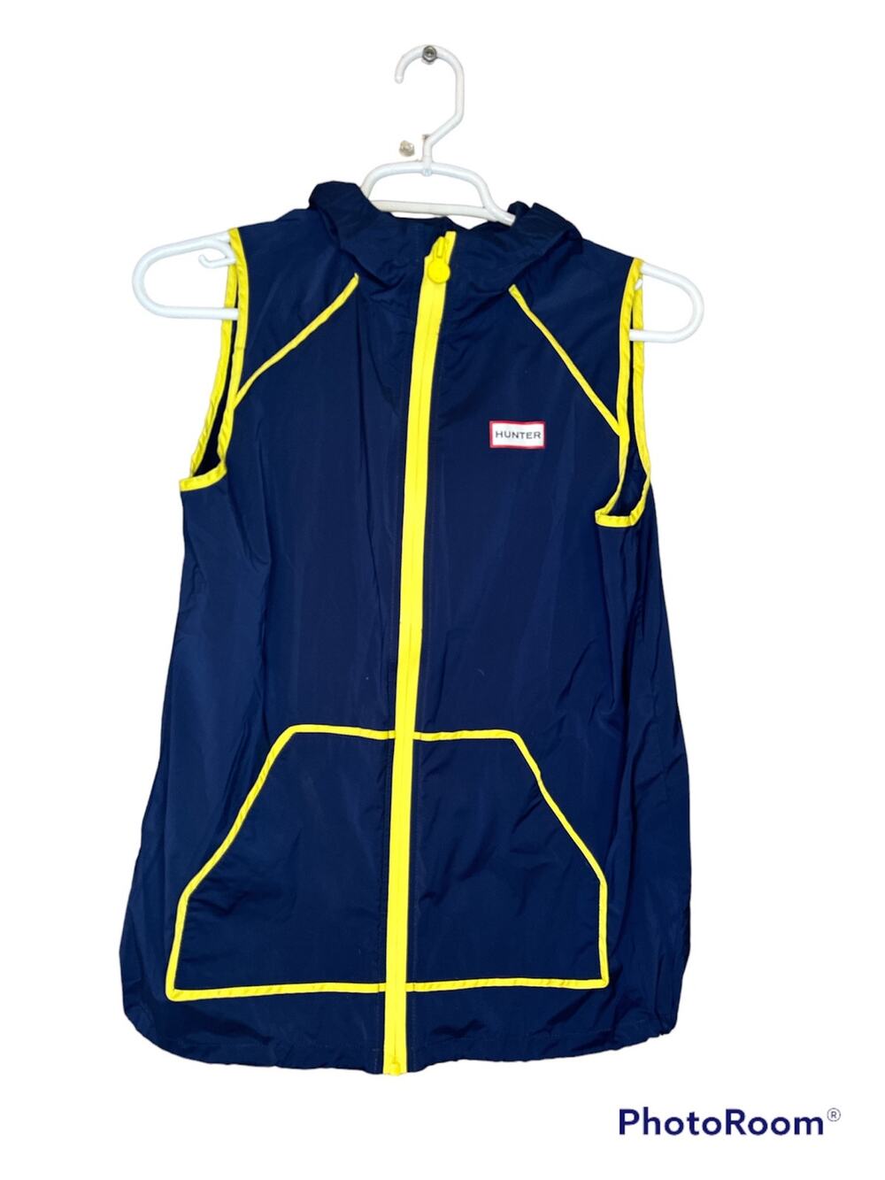 Kids Hunter X Target Blue Yellow Raincoat Windbreaker Hooded Vest Size L (10/12)